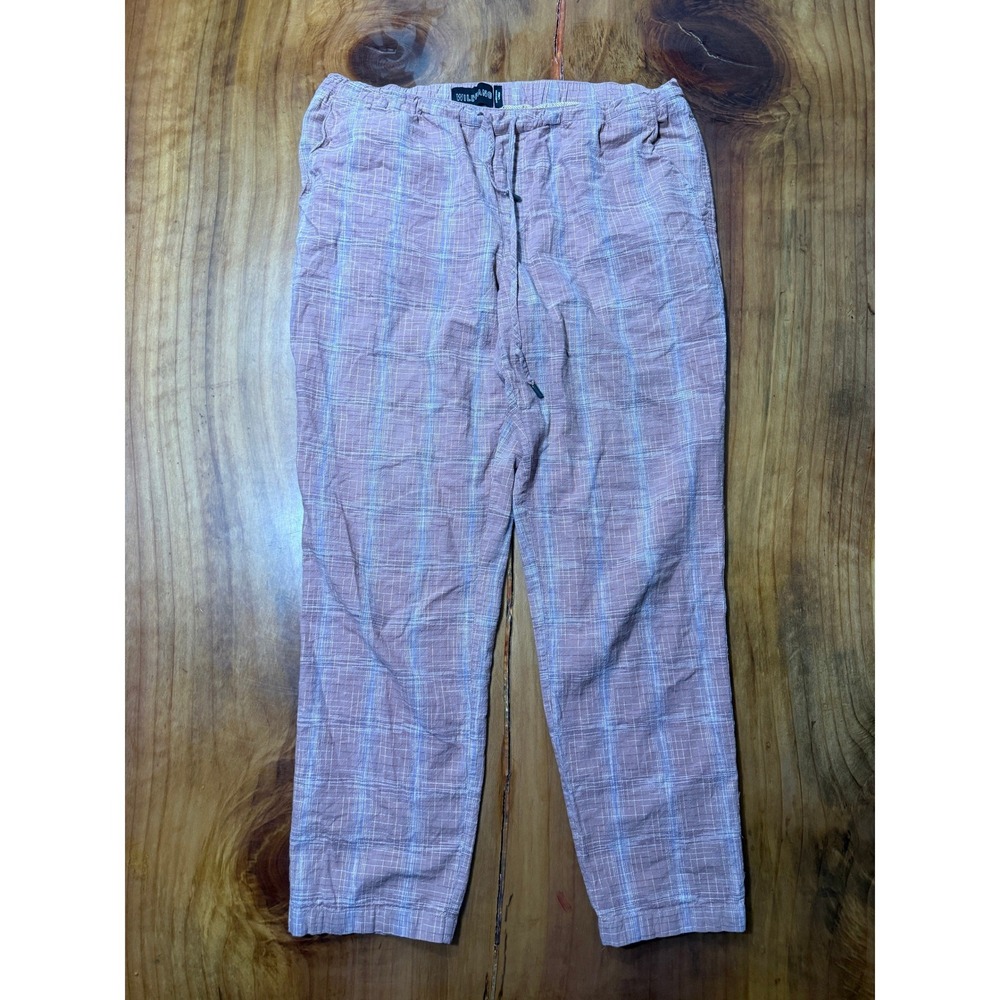 Wildfang Women's pants L Cotton Chino Drawstring Straight Essential Plaid P29 - Picture 1 of 6